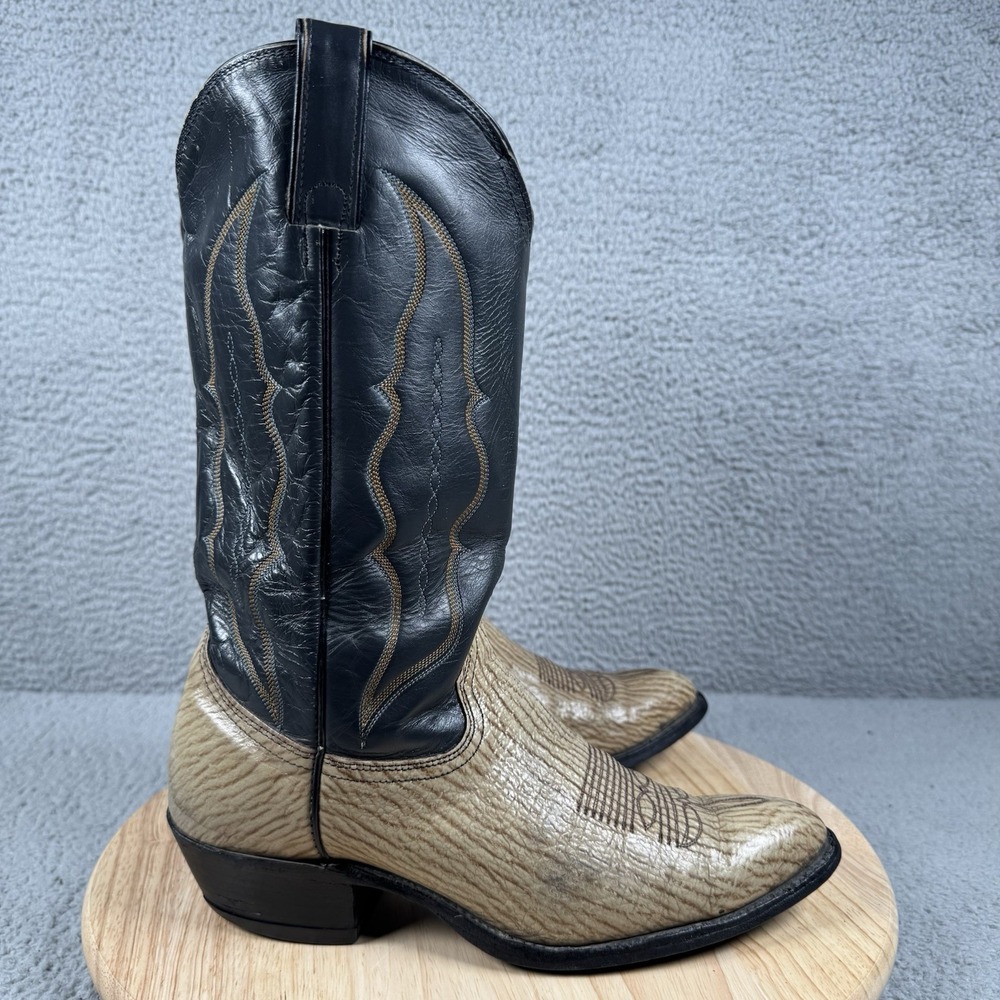 Vintage Abilene Sharkskin Boots 6722 Mens 9.5 D Cowboy Boots Two Tone Western